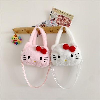 Kawaii Hello Kitty Stuffed Plush Bag Cinnamoroll Kuromi Melody Soft Crossbody Backpack Children Birthday Gift Cartoon Sanrio Bag