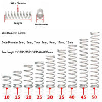 10 pcs เส้นผ่านศูนย์กลางลวด 0.6 มม. สแตนเลสสตีลขนาดเล็กการบีบอัดสปริง OD 5 มม./6 มม./7 มม./8 มม./9 มม./10 มม./12 มม. ความยาว 10-50 มม.-UHG MALL