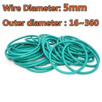 FKM Fluororubber O Ring Sealing Ring CS 5mm Wire Diameter 5mm OD 13mm 400mm Green Seal Gasket Ringcorrosion Resistant Heat 5Pcs