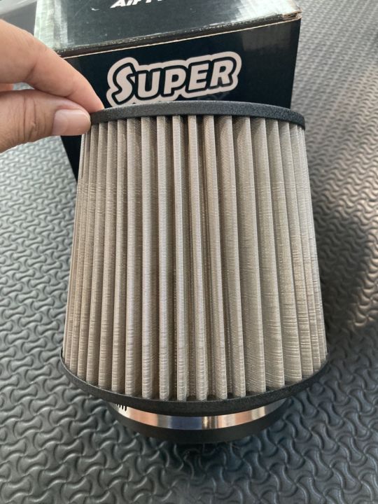 กรองเปลือย-สแตนเลส-อย่างดี-super-air-filter-ปากปรับได้ทุกไซส์-3-4-นิ้ว-เลส-super