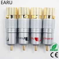 HVJ-4pcs Nakamichi 10mm Gold Plated Rca Plug Locking Non Solder Plug Rca Coaxial Connector Socket Adapter Factory High Quality