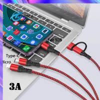 Usb หลายตัวไนลอนถัก3 In 1สายเคเบิลอะแดปเตอร์ชาร์จเร็วสุดๆสำหรับ Type-C Iphone Android