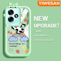 YIWESAN เคสสำหรับ Infix 30 Pro ขายดี30i ร้อน20 Play 20i ร้อน9 Play การ์ตูนโคนมลวดลายน่ารักสร้างสรรค์เลนส์กล้องถ่ายรูปมอนสเตอร์ตัวน้อยเคสโทรศัพท์โปร่งใสเคสห่อหุ้มซิลิโคนนิ่มกันกระแทก