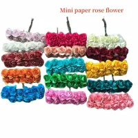 144pcs Mini 2cm Paper Rose Flower Heads Bouquet Artificial For Wedding Home Decoration Scrapbooking DIY Wreath