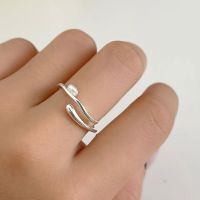New Minimalist Real 925 Sterling Silver Rings For Women Accessories Double Layer Pearl Ring 925 Womans Fine Jewelry Gifts