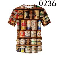 2023 newBottle pattern T-shirt, 3D printed summer mens short sleeve shirt, fashionable and diverse styles