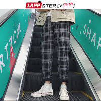 LAPPSTER-Youth Streetwear Black Plaid Pants Men Joggers 2021 Mens Straight Harem Pants Men Korean Hip Hop Trousers Plus Size