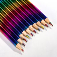 【DT】hot！ 12Pcs/Box Paper Rainbow Pencils Writing Stationery for School and Office Supplies Painting