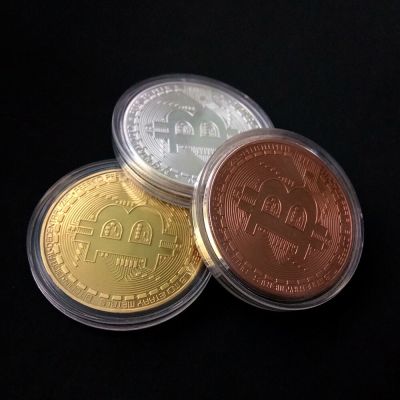 1Pcs Gold Sliver Plated Bitcoin Collectible Art Collection Gift Physical Commemorative Casascius Coin Metal Antique Imitation