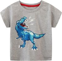 Summer Boys Luminous Printing Dinosaur Pattern Childrens Short Sleeve T Shirt Boys Bottom Shirt Short Shirt