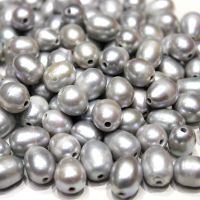 50 particles Through-hole grey freshwater pearl 3mm large hole loose beads 9x10mm-10x12mm