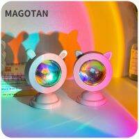 Mini Cute Cat/rabbit Ears Mini Sunset Light USB Projection Rainbow Atmosphere Night Light Projector Photography