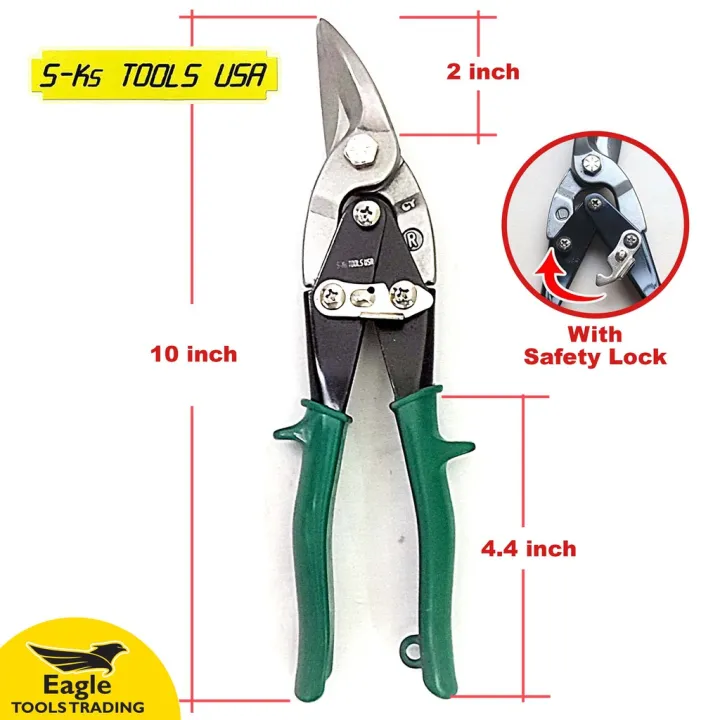 Cutting Scissors Aviation Tin Snip 10 inch (Green - Right) S-ks Tools ...