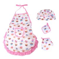 4Pcs Kids Cooking and Baking Set Includes Apron for Little Girls, Chef Hat, for Toddler Dress Up