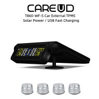 CAREUD T680-WF Car TPMS จอแสดงผล LCD ระบบการตรวจสอบแรงดันยางรถยนต์ Car พร้อมเซ็นเซอร์ภายนอก4ยูเอสบีชาร์จไวพลังงานจากแสงอาทิตย์