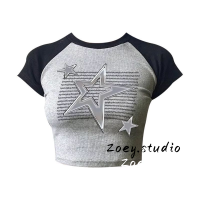 Zoey.Studio เสื้อครอป เสื้อยืดผญ เสื้อยืด เสื้อยืด ผญสวย ๆ เสื้อยืดผู้หญิงWMY239171Y 38Z230918