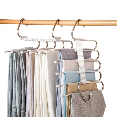 5 In 1 Hanger for Clothes Multifunctional Storage Rack Adjustable Clothes Rack Closet Storage Stainless Steel Trouser Hanger
