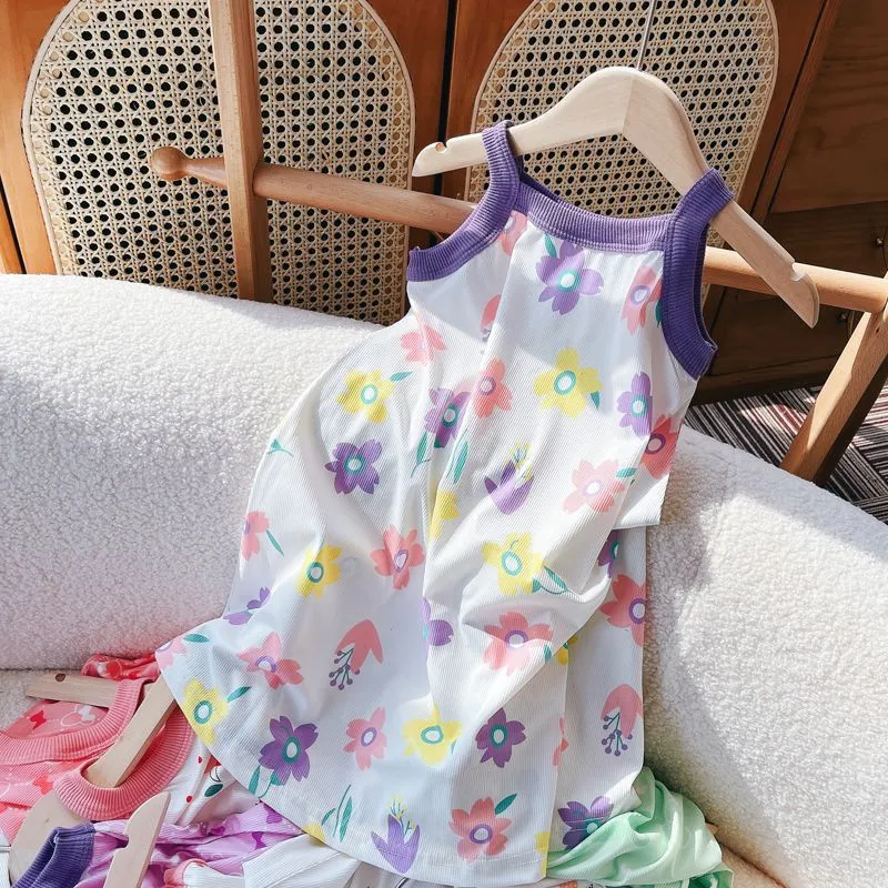 FORHER FORHIM Đầm Cho Bé Gái Đầm Xòe Có Dây Đeo Váy Đi Biển Cotton Trẻ