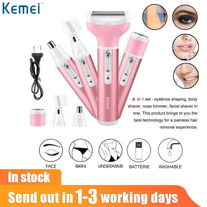 Kemei KM-6637 4 in 1 Epilator Electric Multifunctional Rechargeable ...