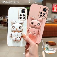 ◈﹉♗ Rabbit Folding Holder Plating Phone bracket Case For OPPO Realme 10 8 8i 9i 6 5 6s 5s 9 Pro Plus Narzo 50A GT Neo 2 3 Soft Cover