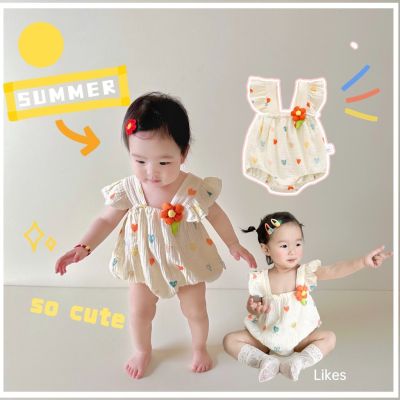 ஐ LJ8.28 Ins ฤดูร้อน ใหม่ เด็กผู้หญิง แขนกุด ผ้าฝ้ายแท้ บอดี้สูท 0-24 เดือน ทารกแรกเกิด น่ารักมาก เจ้าหญิง รอมเปอร์ สไตล์เกาหลี