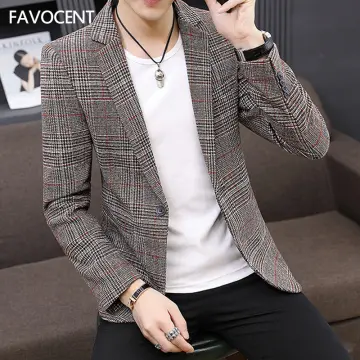 Plaid Casual Blazer Men Best Price in Singapore Jan 2024