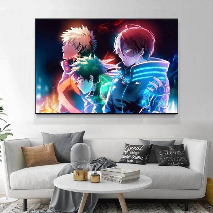 my-hero-academia-deku-โปสเตอร์อะนิเมะ-bnha-midoriya-izuku-ภาพวาดผ้าใบการ์ตูน-wall-art-ภาพพิมพ์สำหรับห้องนอนตกแต่งบ้าน