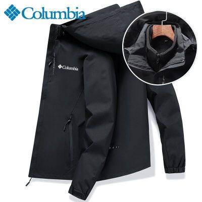 Columbia แจ็กเก็ตกีฬาและพักผ่อนสามในหนึ่งเสื้อแจ็คเก็ตสำหรับกิจกรรมกลางแจ้งของผู้ชายชุดว่ายปีนเขาฤดูหนาวที่กันลมและอบอุ่น