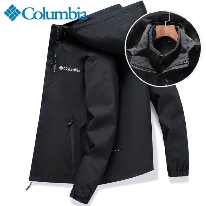 columbia-แจ็กเก็ตกีฬาและพักผ่อนสามในหนึ่งเสื้อแจ็คเก็ตสำหรับกิจกรรมกลางแจ้งของผู้ชายชุดว่ายปีนเขาฤดูหนาวที่กันลมและอบอุ่น