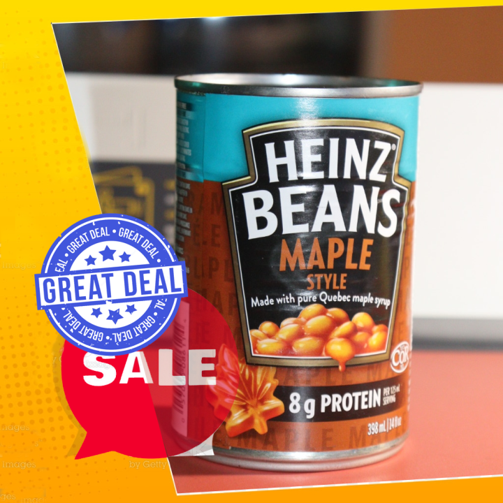 Two Heinz Beans Maple Style made with pure Quebec Maple syrup 398 ml