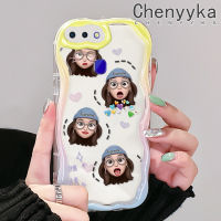 เคส Chenyyka สำหรับ OPPO R17 R15 Pro เคสยอดนิยมลายอิโมติคอนเด็กผู้หญิงสีสันสดใสลายคลื่นเนื้อครีมเคสโทรศัพท์โปร่งใสนิ่มเคสป้องกันซิลิโคนใส