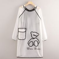 TPU Transparent Long-sleeved Apron Overall Adult Household Kitchen Waterproof  Oil Female New Waist Custom Smock Aprons