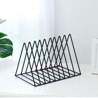 Metal Iron Storage LP Record Rack T-riangle Shaped Book Magzine Holder Multifunction Desk Record Home Office Organizer