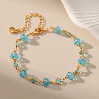 CCGOOD Blue Zircon Acrylic Bracelet for Women Gold Plated 18 K High Quality Bracelets Fashion Minimalist Jewelry Pulseras Mujer