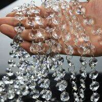 【cw】 1M 14mm Octagon Beads With Rings Hooks Chandelier Chain Garland Transparent Beaded Curtain