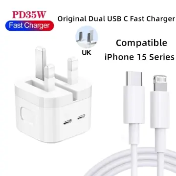 For Apple I Phone 15 /15 Pro/15 pro max Series Fast Charger,35W Dual USB-C  Port Compact Power Adapter,Dual Type C Port Cell Phone Wall Charger with  USB C and Lighting Cable 
