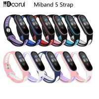 ▼♈┋ BOORUI w kształcie litery U Mi band 5 pasek sportowy anty-klamry pulseira mi band 5 dwukolorowy pasek silikonowy dla xiaomi mi band 5 pasek