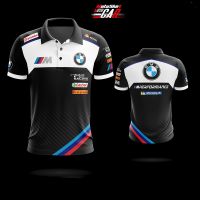 MOTOCAR BMW-Black and white stitching polo shirt casual racing suit