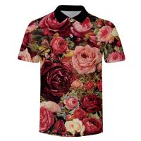 lcfa 2023 New Brand Product New Man Polo Shirt Mens Casual Leaf Flower Rose Sunflower 3d Print Polo Shirt Men Short Sleeve High Quantity Polo Mennew Product