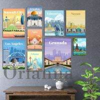 ควีนส์ดากรานาดาแนสัดมันตันเยรูซาเล็มซาเกร็บคูเวตบาหลีเตหะราน Agra Los Angeles Travel Poster Wall Art Print