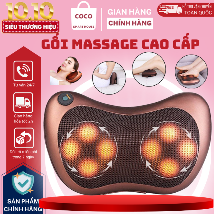 Gối Massage Cổ Vai Gáy, Gối Massage Hồng Ngoại 8 Bi Cao Cấp Công Nghệ ...