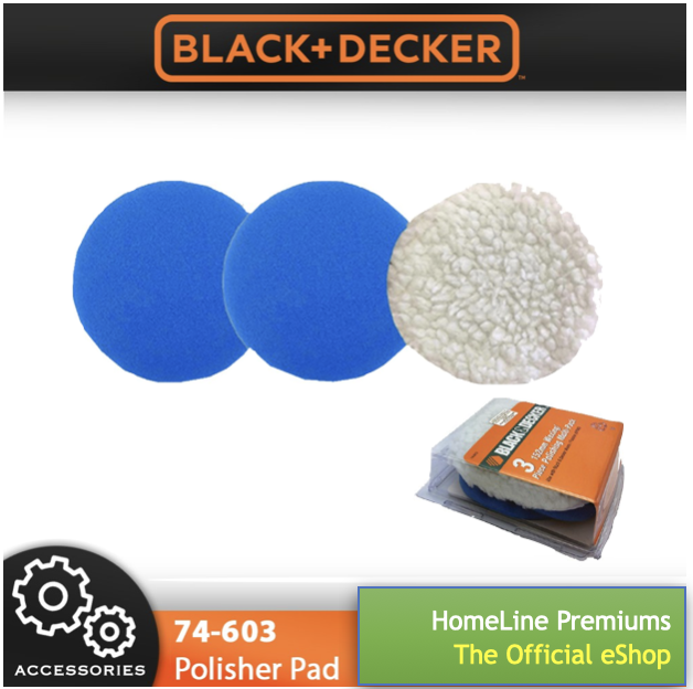 BLACK & DECKER 74-603 152MM WAXING POLISHING MULTI-PACK 3PC FOR KP600 POLISHING  PAD WAXING PAD WOOL BONNET