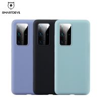 SmartDevil Soft Silicone Phone Case for HUAWEI P40 Pro P40 with Lens Protector Glass Candy Color Back Cover Solid Color Silicone