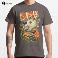 New Sushi Chef Cat - Funny Restaurant Kitty - Japanese Food Classic T-Shirt Cotton Men Tee Shirt Custom Gift Tee Shirt