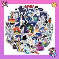 สติ๊กเกอร์ 50 ชิ้น ไม่ซ้ำแบบ ลาย นักบินอวกาศ กันน้ำ Astronauts Nasa Space Sticker PVC ตกแต่ง กระเป๋า ห้องนอน ห้องทำงาน