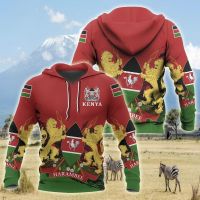 Kenya Flag and Emblem Pattern Hoodies For Male Loose Mens Fashion Sweatshirts Boy Casual Clothing Oversized Streetwear