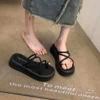 Internet Evening Thong Toe Sandals Outer Wear 2023 New Platform Thick Bottom Increased Beach Roman Flip-Flops