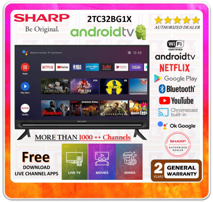 【FREE LIVE CHANNELS APP】Sharp Android 32 inch HD LED TV 2TC32BG1X Lazada