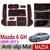 For Mazda 6 2008~2013 GH Anti-Slip Rubber Cup Mats Gate Slot Mat 2009 2010 2011 2012 Sedan Wagon Accessories Sticker Car Styling