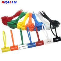 100pcs Easy Mark 4*150mm Nylon Cable Ties Tag Labels Plastic Loop Ties Markers Cable Tag Self-locking Zip Ties Cable Management